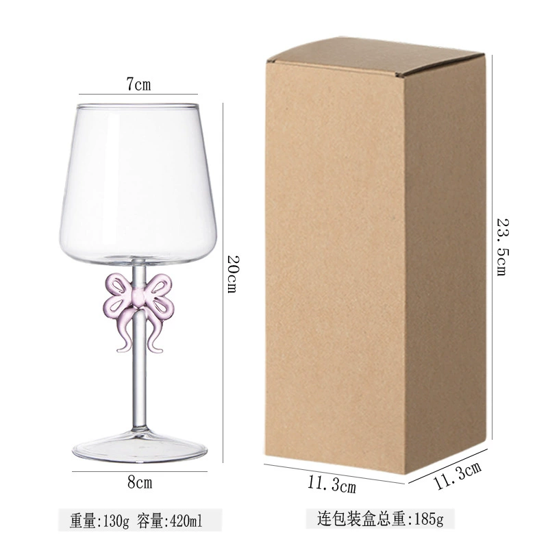Creative Bow-hiasan Stemmed Red Wine Kaca
