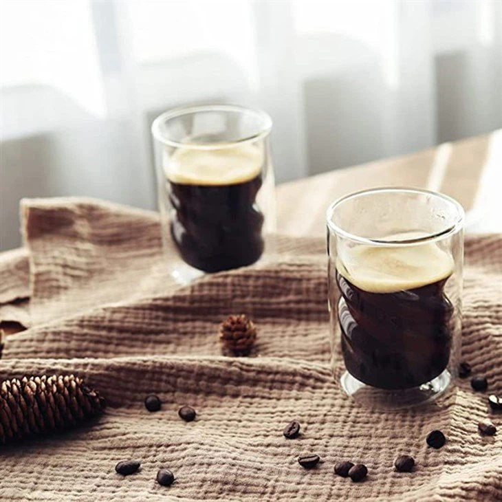 Cangkir Kopi Kaca Tembok Ganda Pinggang Cilik