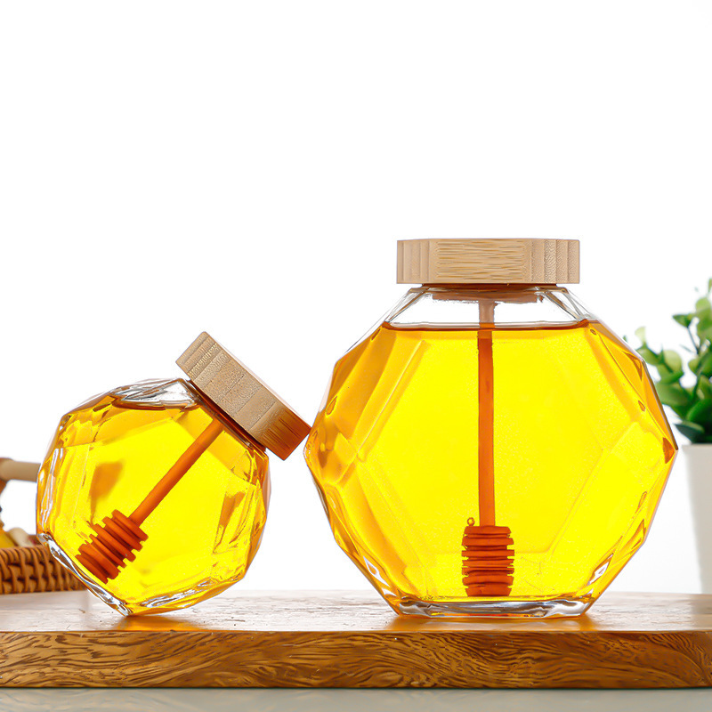 Jar Panyimpenan Kedap Udara Kaca Heksagonal