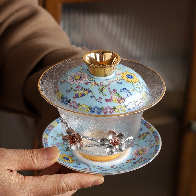 Plum Blossom Kaca Covered Bowl